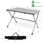 Tavolo da campeggio portatile in alluminio Costway per 4-6 persone, leggero, pieghevole, grigio/marrone