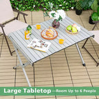 Tavolo da campeggio portatile in alluminio Costway per 4-6 persone, leggero, pieghevole, grigio/marrone