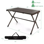 Tavolo da campeggio portatile in alluminio Costway per 4-6 persone, leggero, pieghevole, grigio/marrone