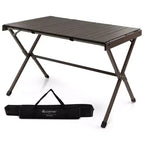 Costway 4-6 Person Portable Aluminum Camping Table Lightweight Roll Up Table Grey/Brown