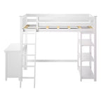 Letto a soppalco Max & Lily, Letto a soppalco alto singolo in legno massello con libreria e scrivania per bambini