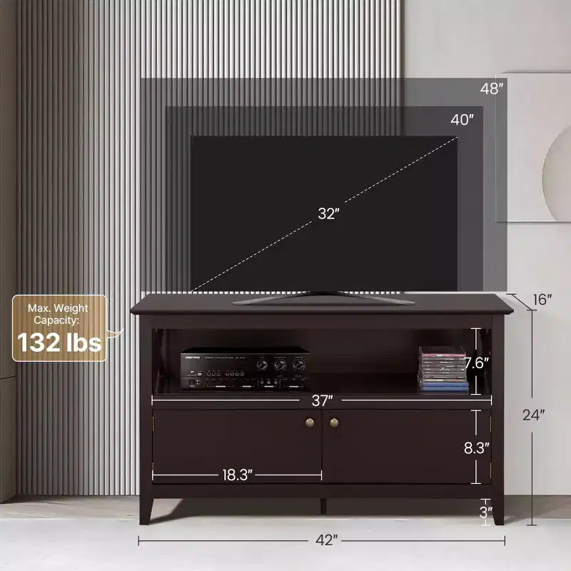 Yaheetech Mobile TV di Alta Qualità, Mobile TV Grande con Ripiani e 2 Ante Contenitore, Espresso
