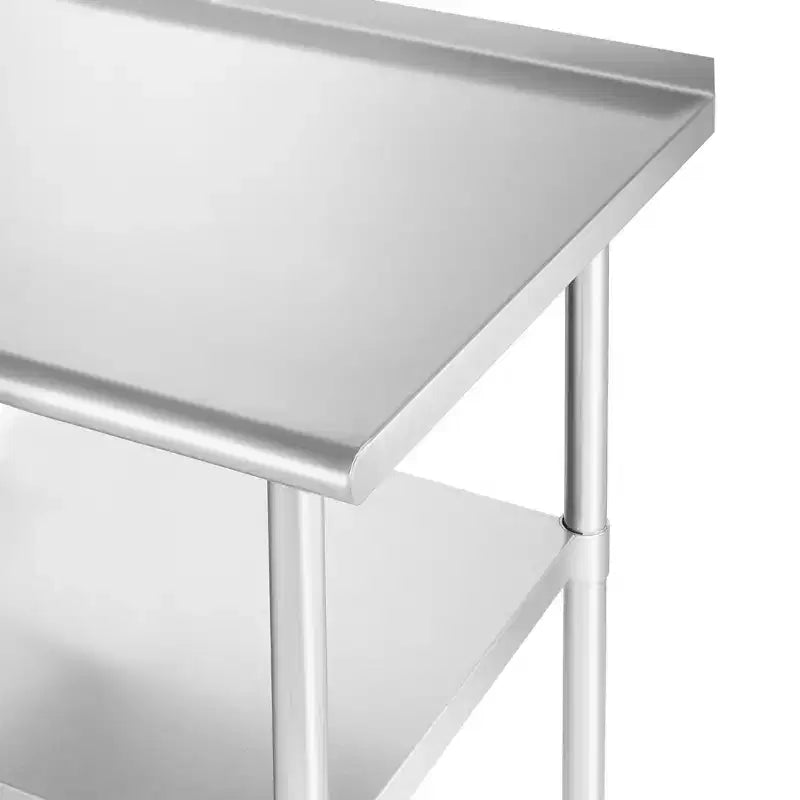 Tavoli in acciaio inossidabile GRIDMANN con alzatina e ripiano inferiore, tavoli da lavoro e preparazione commerciali NSF per cucine di ristoranti e domestiche