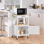 Carrello da cucina Yaheetech su ruote con ripiano aperto e armadietto contenitore