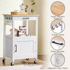 Carrello da cucina Yaheetech su ruote con ripiano aperto e armadietto contenitore