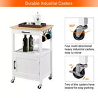 Carrello da cucina Yaheetech su ruote con ripiano aperto e armadietto contenitore
