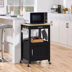 Carrello da cucina Yaheetech su ruote con ripiano aperto e armadietto contenitore
