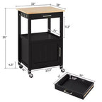 Carrello da cucina Yaheetech su ruote con ripiano aperto e armadietto contenitore
