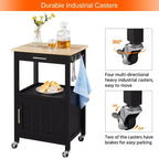 Carrello da cucina Yaheetech su ruote con ripiano aperto e armadietto contenitore