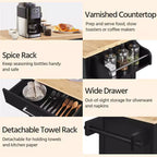 Yaheetech Carrello da Cucina Isola Mobile con Portasciugamani e Cassetto