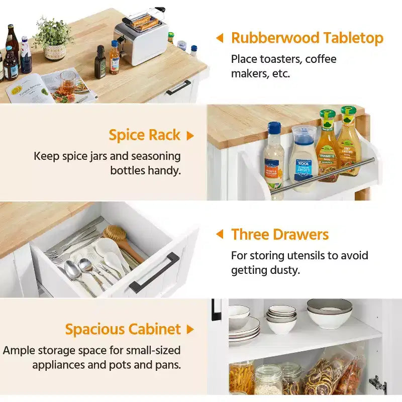 Yaheetech Carrello da Cucina Isola per Cucina con Armadietto Contenitore