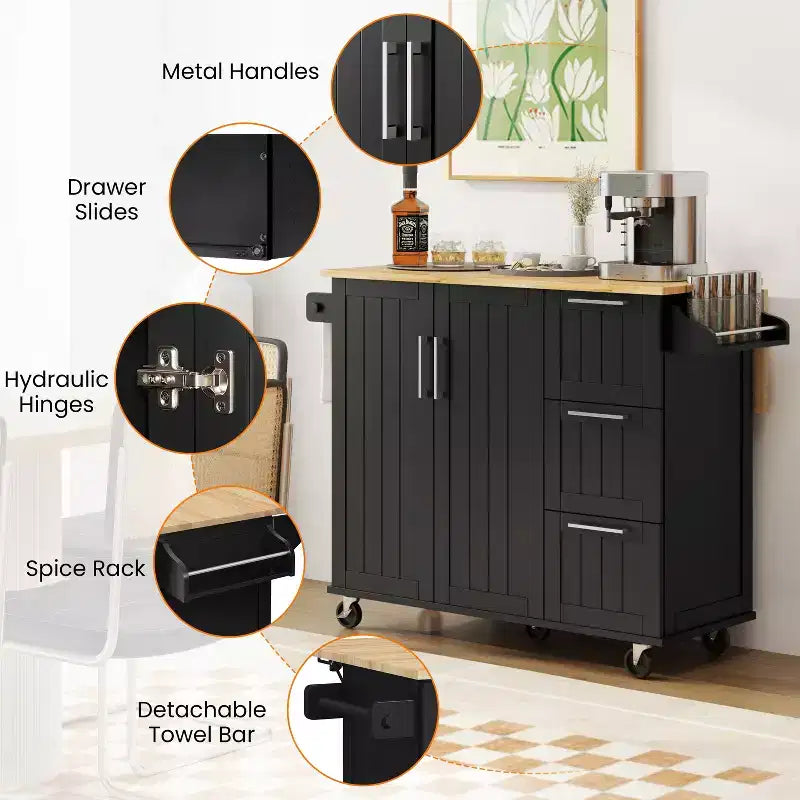 Yaheetech Carrello da Cucina Isola per Cucina con Armadietto Contenitore