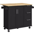 Yaheetech Rolling Kitchen Cart Kitchen Island with Storage Cabinet