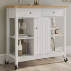 Isola da Cucina con Cassetti, Carrello con Ruote Bloccabili - Usalo come Carrello del Caffè, Supporto per Microonde o Scaffali per la Conservazione di Lavish Home (Bianco)
