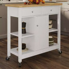 Isola da Cucina con Cassetti, Carrello con Ruote Bloccabili - Usalo come Carrello del Caffè, Supporto per Microonde o Scaffali per la Conservazione di Lavish Home (Bianco)