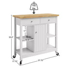 Isola da Cucina con Cassetti, Carrello con Ruote Bloccabili - Usalo come Carrello del Caffè, Supporto per Microonde o Scaffali per la Conservazione di Lavish Home (Bianco)