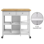 Isola da Cucina con Cassetti, Carrello con Ruote Bloccabili - Usalo come Carrello del Caffè, Supporto per Microonde o Scaffali per la Conservazione di Lavish Home (Bianco)