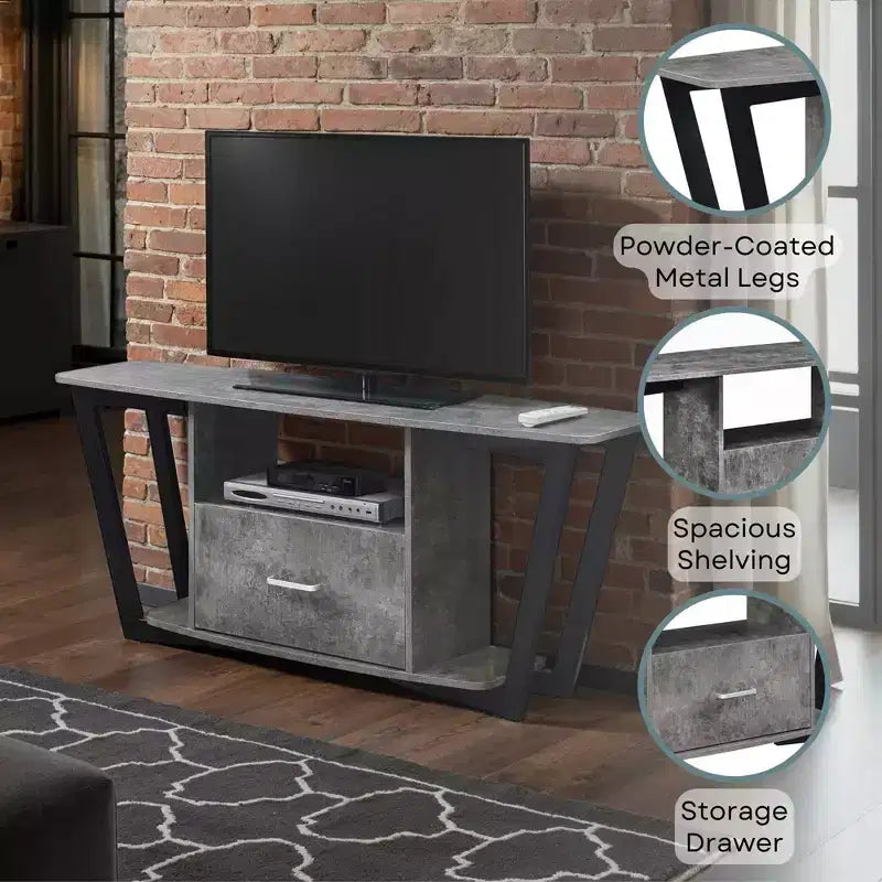 Mobile porta TV Graystone a 1 cassetto per TV fino a 60 pollici con ripiani - Breighton Home