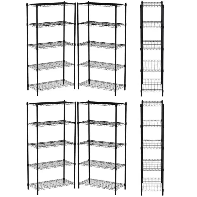 Scaffalatura a 5 Ripiani in Filo di Ferro Internet's Best - Nero Opaco - Scaffale Resistente