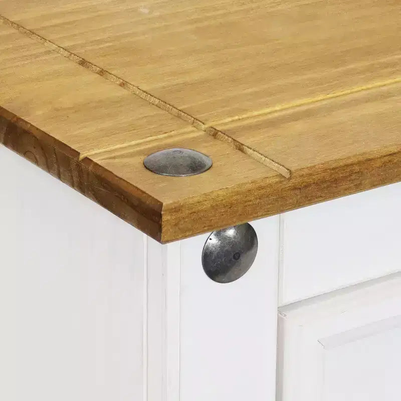 Sunnydaze Mobile Dispensa da Cucina con 2 Cassetti e 2 Ante – Struttura in Legno Massello di Pino – Bianco
