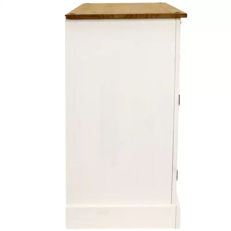 Sunnydaze Mobile Dispensa da Cucina con 2 Cassetti e 2 Ante – Struttura in Legno Massello di Pino – Bianco