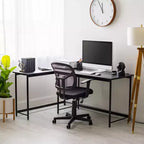 IRIS USA Scrivania Semplice, Scrivania Base per Computer, Tavolo per Laptop, Scrivania da Ufficio, Nera, Tavolo da Studio