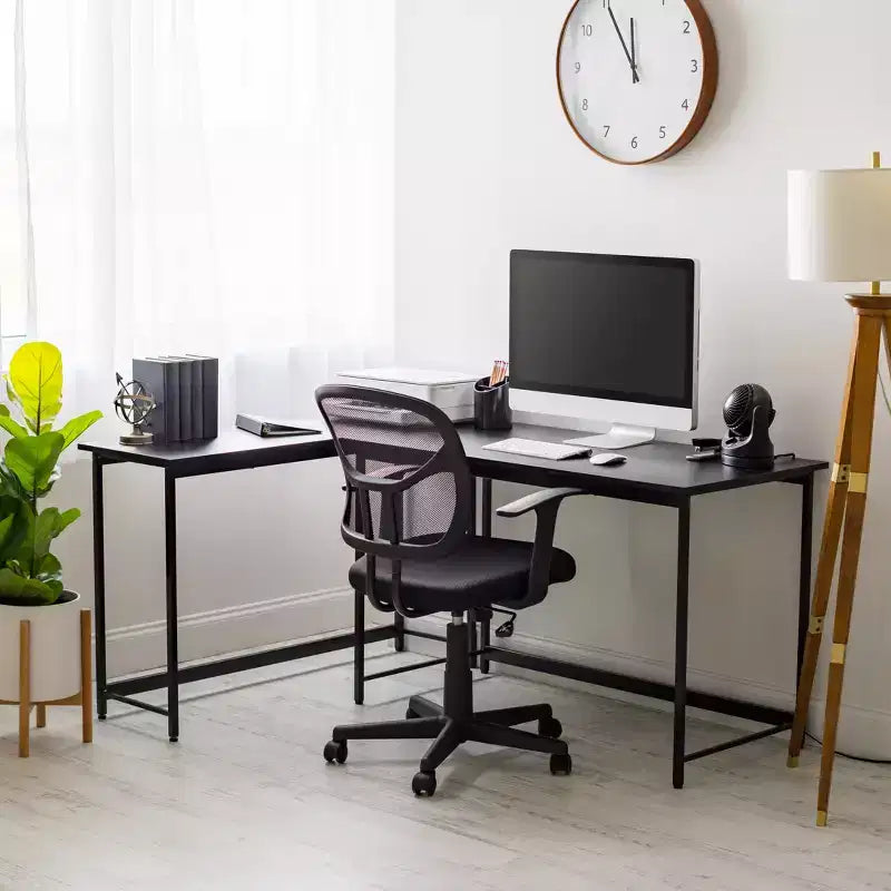 IRIS USA Scrivania Semplice, Scrivania Base per Computer, Tavolo per Laptop, Scrivania da Ufficio, Nera, Tavolo da Studio