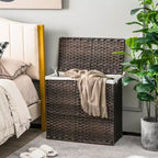 Cesto portabiancheria Costway 110L a 3 sezioni con coperchio e maniglia in rattan PE con sacca interna