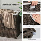 Cesto portabiancheria Costway 110L a 3 sezioni con coperchio e maniglia in rattan PE con sacca interna