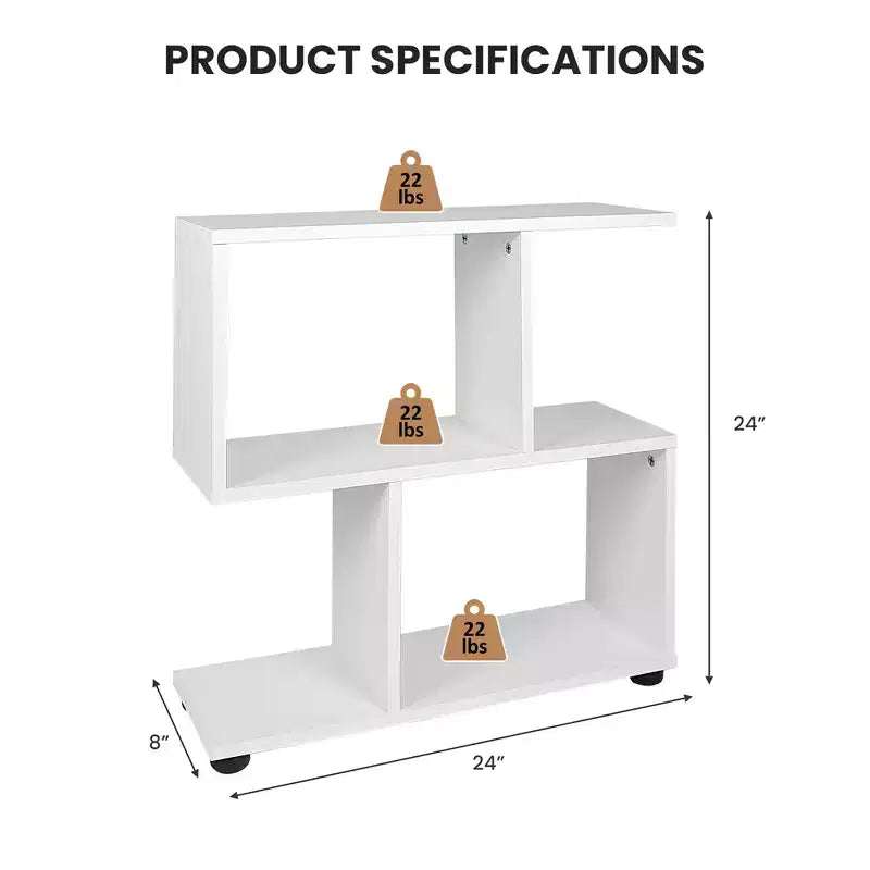 Costway Libreria a 2 Ripiani a S, Scaffale per Esposizione con Tappetini, Set da 2 Pezzi