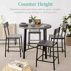 Set da pranzo moderno Best Choice Products a 5 pezzi, altezza bancone, rotondo, con 4 sedie, tavolo spesso 3,8 cm