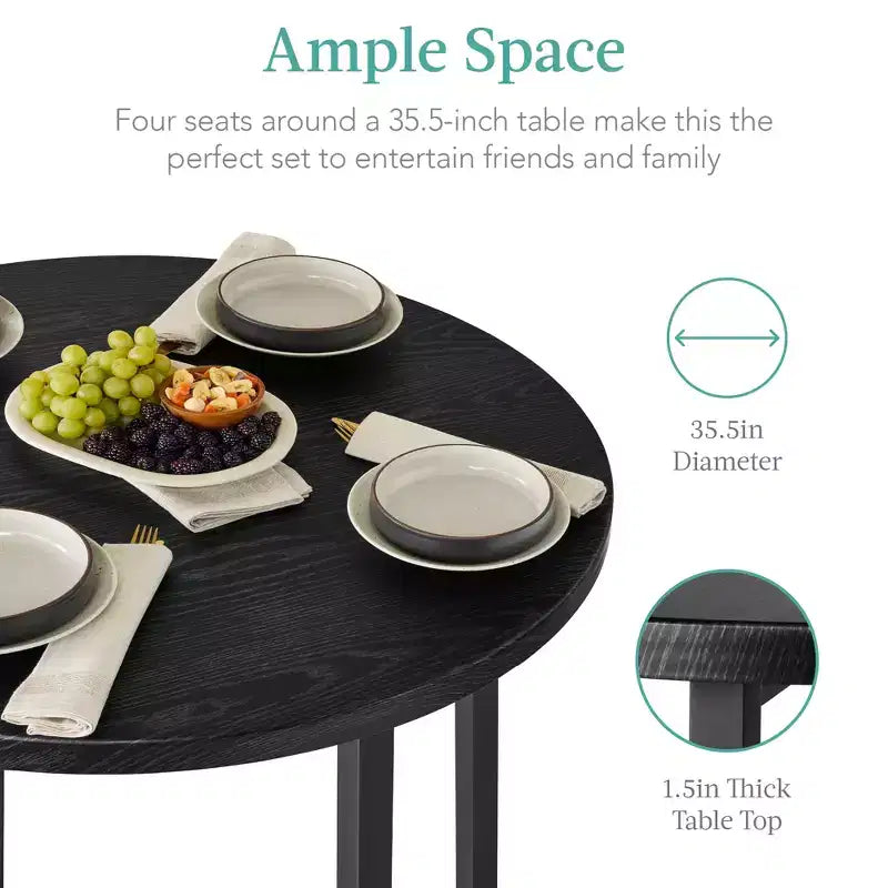Set da pranzo moderno Best Choice Products a 5 pezzi, altezza bancone, rotondo, con 4 sedie, tavolo spesso 3,8 cm