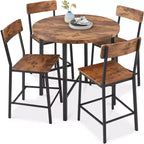 Set da pranzo moderno Best Choice Products a 5 pezzi, altezza bancone, rotondo, con 4 sedie, tavolo spesso 3,8 cm