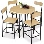 Set da pranzo moderno Best Choice Products a 5 pezzi, altezza bancone, rotondo, con 4 sedie, tavolo spesso 3,8 cm