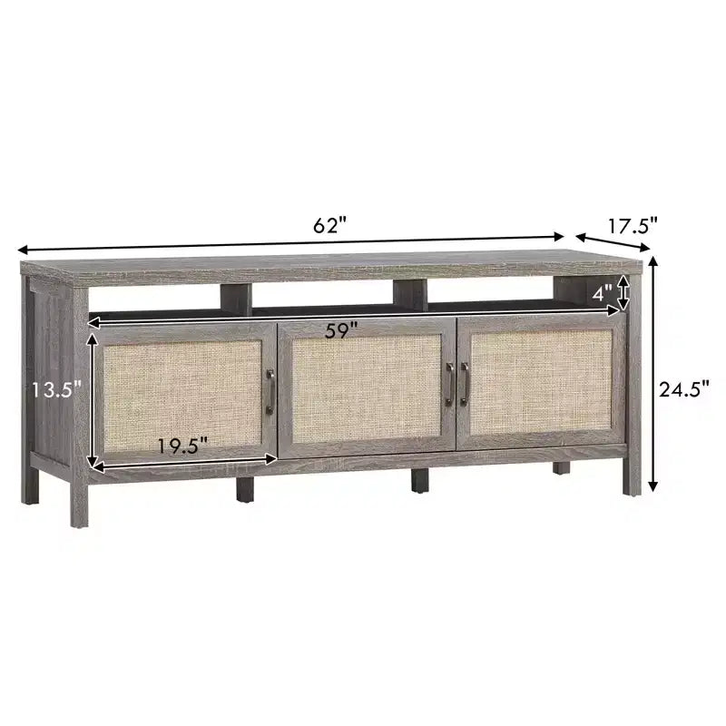 Mobile porta TV Costway, centro multimediale per TV fino a 65'' con ante in rattan