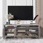 Mobile porta TV Costway, centro multimediale per TV fino a 65'' con ante in rattan