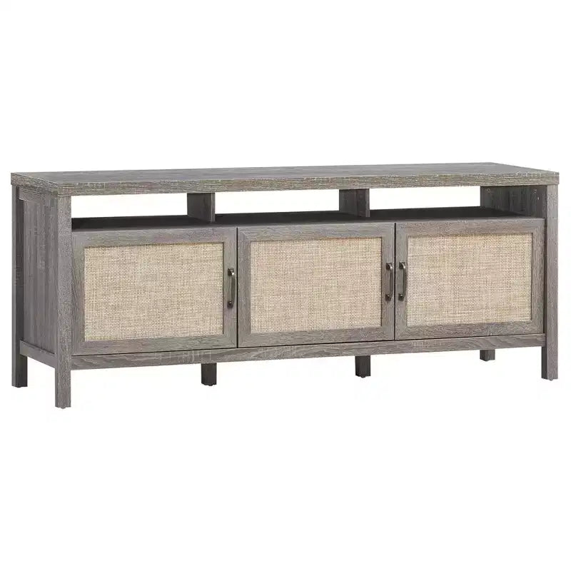 Mobile porta TV Costway, centro multimediale per TV fino a 65'' con ante in rattan