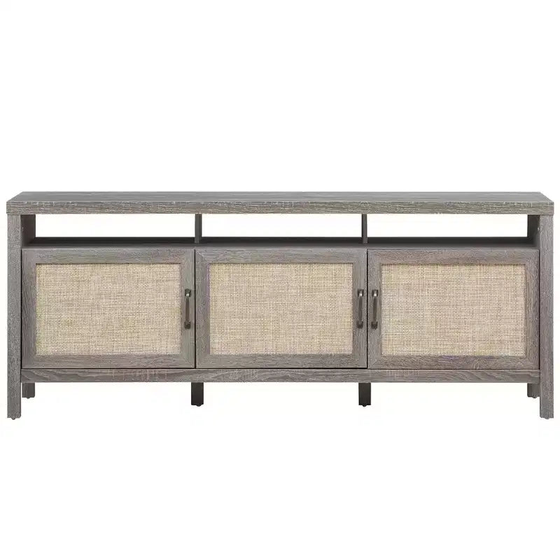 Mobile porta TV Costway, centro multimediale per TV fino a 65'' con ante in rattan