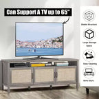 Mobile porta TV Costway, centro multimediale per TV fino a 65'' con ante in rattan