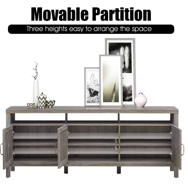 Mobile porta TV Costway, centro multimediale per TV fino a 65'' con ante in rattan