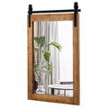 Costway 30''x22'' Wall Mount Mirror Decor Vanity Mirror Wood Frame Barn Door Style Brown