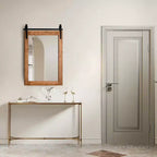 Costway Specchio da Parete 30''x22'' Specchio da Trucco Cornice in Legno Stile Porta da Fienile Marrone
