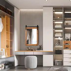 Costway Specchio da Parete 30''x22'' Specchio da Trucco Cornice in Legno Stile Porta da Fienile Marrone