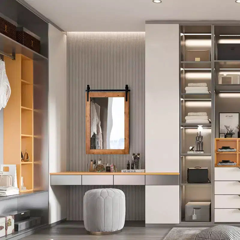 Costway Specchio da Parete 30''x22'' Specchio da Trucco Cornice in Legno Stile Porta da Fienile Marrone