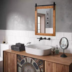 Costway Specchio da Parete 30''x22'' Specchio da Trucco Cornice in Legno Stile Porta da Fienile Marrone