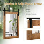 Costway Specchio da Parete 30''x22'' Specchio da Trucco Cornice in Legno Stile Porta da Fienile Marrone