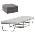 HOMCOM 2-in-1 Foldable Ottoman, Convertible Guest Sleeper Bed with Thick Padded Foam and Storage Box for Small Room, Living Room, Gray