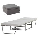HOMCOM 2-in-1 Foldable Ottoman, Convertible Guest Sleeper Bed with Thick Padded Foam and Storage Box for Small Room, Living Room, Gray