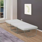 HOMCOM Pouf pieghevole 2 in 1, letto convertibile per ospiti con spessa imbottitura in schiuma e contenitore per piccoli spazi, soggiorno, grigio