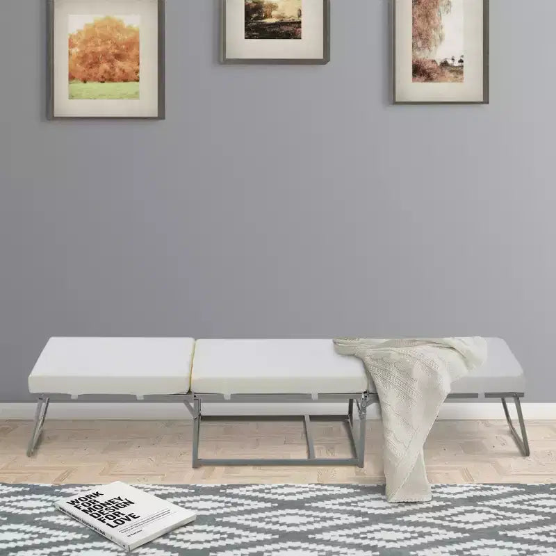 HOMCOM Pouf pieghevole 2 in 1, letto convertibile per ospiti con spessa imbottitura in schiuma e contenitore per piccoli spazi, soggiorno, grigio